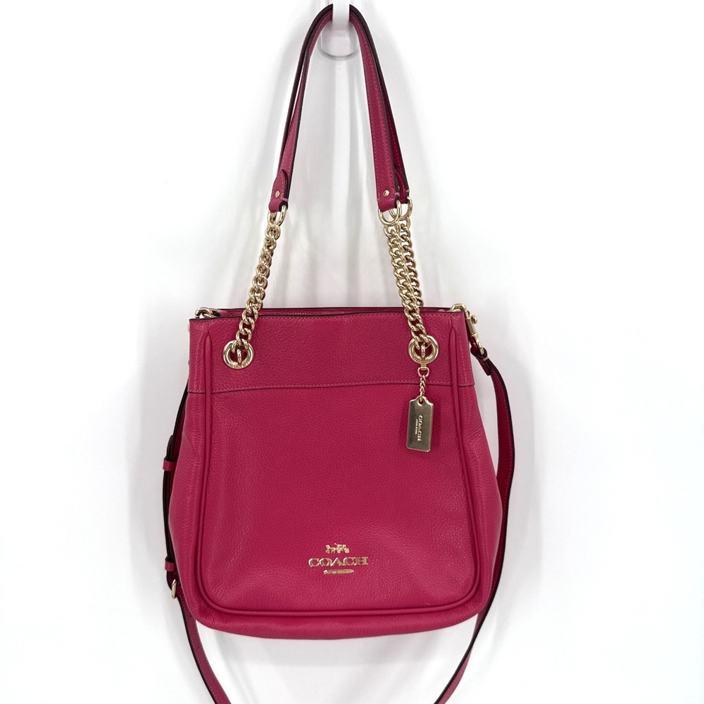 Coach Womens Hot Pink Cammie Leather Chain Bucket Handbag L2122-C8315 Barbie